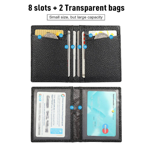 Miesten nahkainen luottokorttikotelo RFID-suojattu lompakko rahakukkaro [D] Black