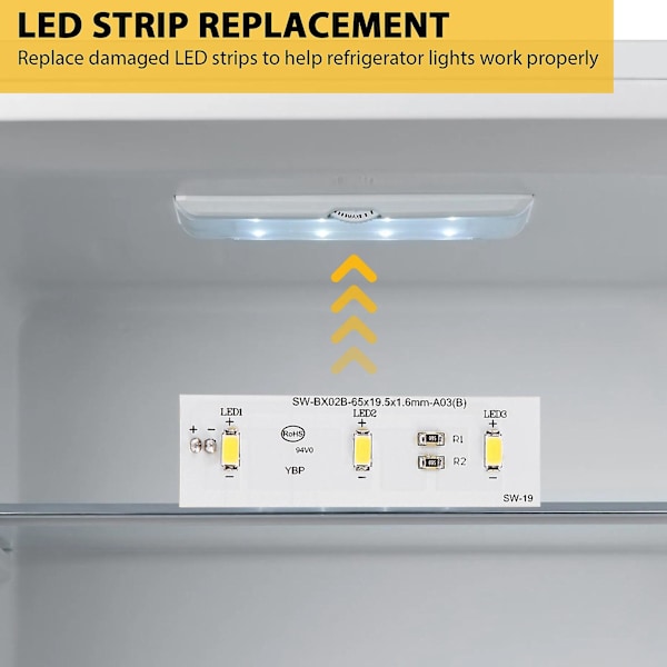 LED Lysbåndslampe til Køleskab, Udskiftning til Køleskab ZBE2350HCA SW-BX02B Reparationsdel