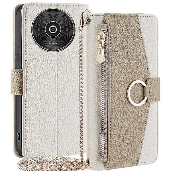 Til Xiaomi Redmi A3/Poco C61 4G Etui Kortlommer Stativ Læder Mobiltelefon Cover med Spejl Multicolor Style E