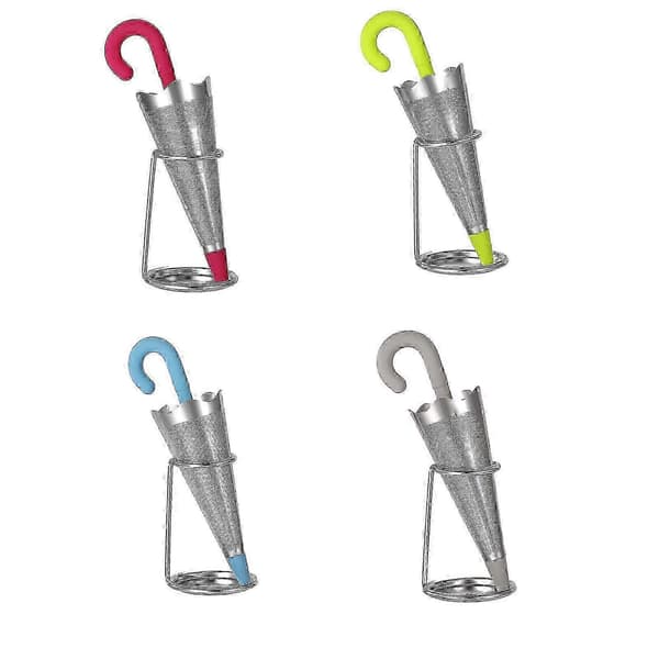 Paraply Te-infuser med dryppebrett - Rustfritt stålnettsil med silikonlokk [D] Grey