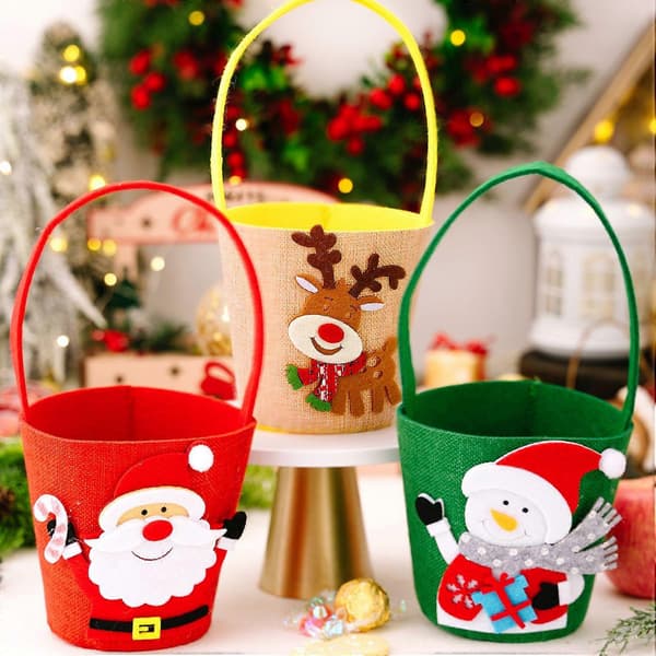 Julegodtepose Gavepose Tegneseriedesign Festlig spand til børn Julepynt Feststemning [D] Multicolor Snowman