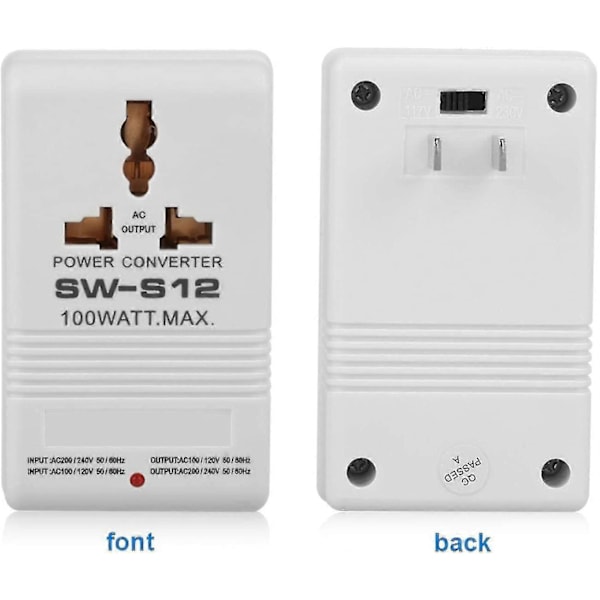 Resespenningsomvandlare, Spänningsomvandlare Transformer Regulator 100w 110v/120v Till 220v/240v Resespenningsomvandlare