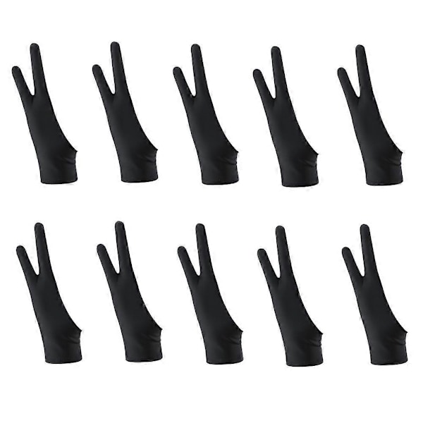 10-pack Artist Ritthandskar med 2 Finger för Alla Grafikplattor Digital Ritning (M)
