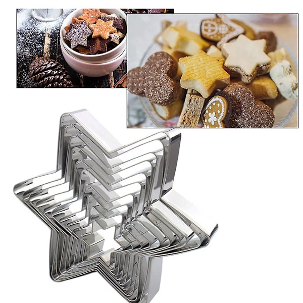 10 stk. Seks-spidset Stjerne Biscuit Cookie Cutter Rustfrit Stål Bageudstyr