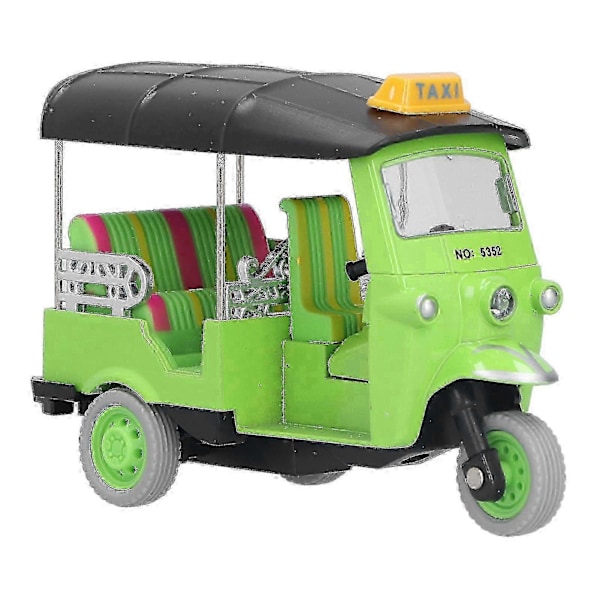 Vedettävä thaimaalainen kolmipyöräsimulaatio, metalliseos Tuk Tuk -automalli, lasten ajoneuvolelu [D] Green