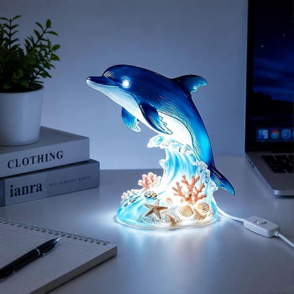 LED Nattlampa Delfin Uggla Lejon Hybrid Djurstaty, Sovrum Skrivbordsdekor Present (D) A