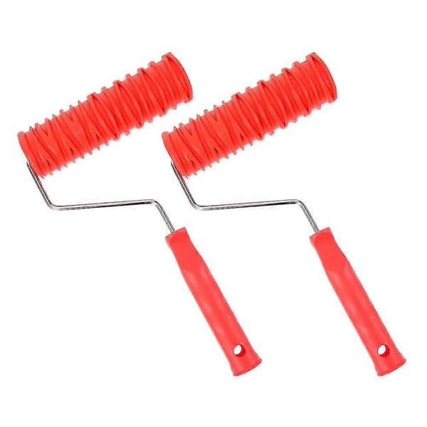 2 st Texturerad Gummi Roller Gips Textur Roller Mönstrad Målarroller Målarroller Väggdekor[D] Red 13.00X13.00X4.00CM