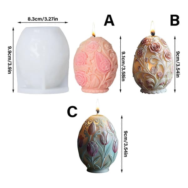 Silikoneforme Rose Blomst Lysforme Epoxy Resin Forme Støbeforme Påske Relief Æg Gipsforme Flerfarvet[D] A