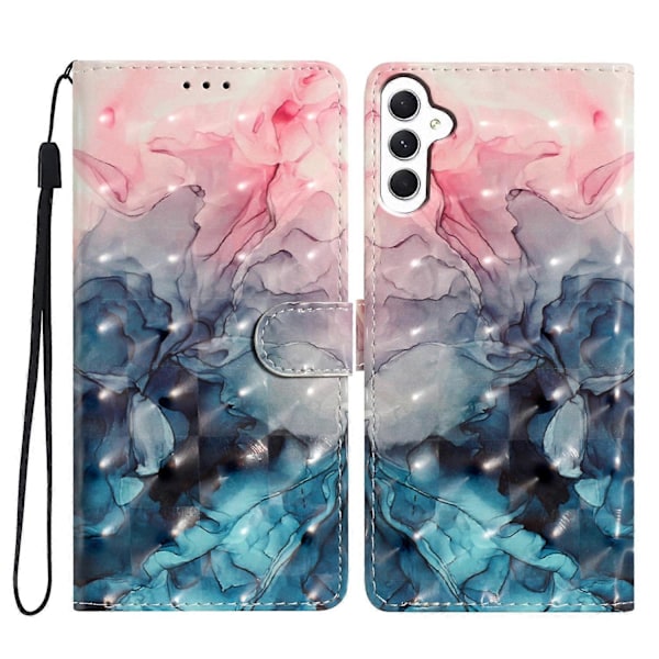 Etui i PU-lær med 3D-mønster for Samsung Galaxy A25 5G - Lommebok-design Pink Blue Marble