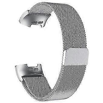 Magnetisk rustfritt stålreim egnet for Fitbit Charge 3 / Charge 4 - Sølv (l Kode)[D]