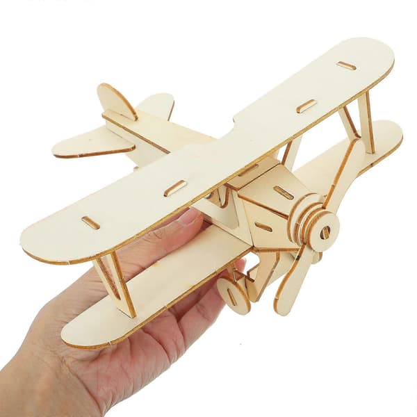 Trämonteringsplan Leksakskit för Barn 5st Handgjorda Flygplanspusselset[D] Light Brown