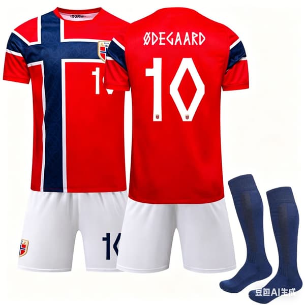 VM Norge hjemmefodboldtrøje, nummer 9 Haaland trøje, til voksne og børn. (D) #10 Odegaard 20 yards