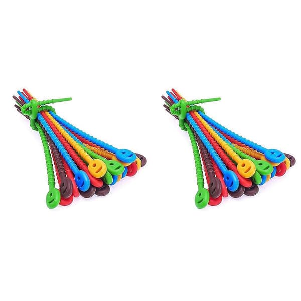 60 stk. silikone kabelbindere, holdbare lynbindere, poseforseglingsclips, kabelstropper, brødbindere, gummi twist [D] Random Color