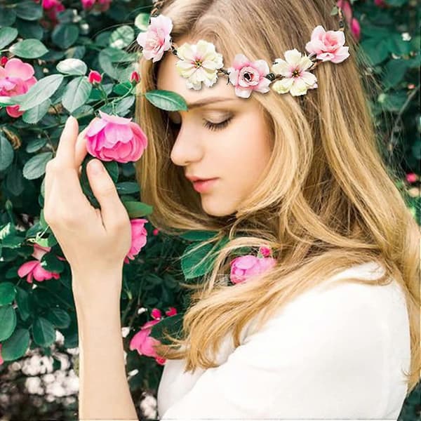 6 farger kunstig blomsterhårkrone krans dame blomsterhodeplagg 6 stk[D]
