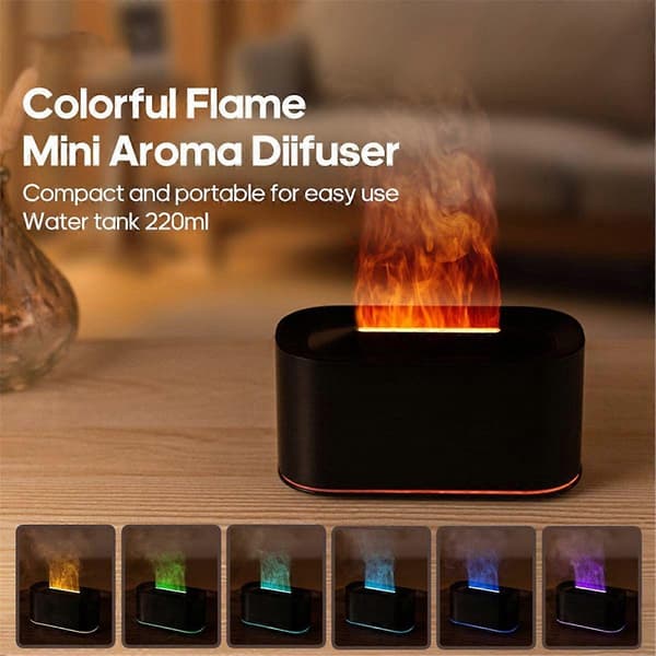 USB Mini Aromaspridare Eterisk Oljespridare Simuleringslåga Eterisk Oljearomaterapi Skrivbord[D]