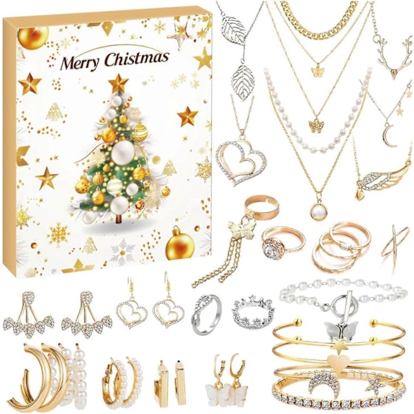 Jewelry Advent Calendar 2024, 24 Days Christmas Countdown Advent Calendar, Countdown Calendar 2024, Trendy Jewelry Set for Adult Women and Teen Girls