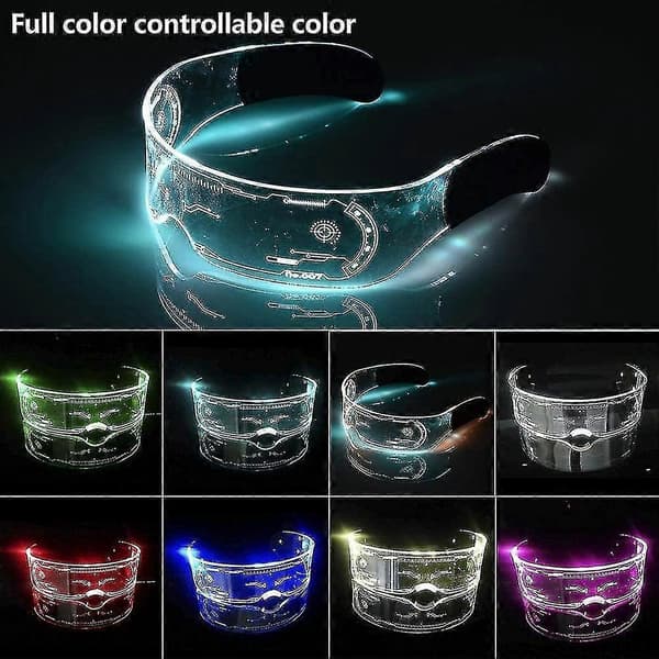 LED Lysende Briller til Voksne, LED Visir Briller i 7 Farver, Farvede Lysende Briller[D]