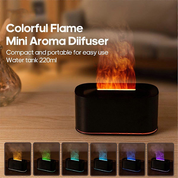 USB Mini Aromaspridare Eterisk Oljespridare Simulerad Låga Eterisk Oljearomaterapi Skrivbord[D]