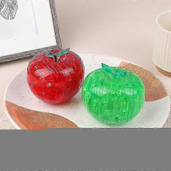 Kristalläpple Stereoskopisk 3d-pussel Spatialt Tänkande Belysning Montering Demontering Äpple. Julklapp[D] Red A1