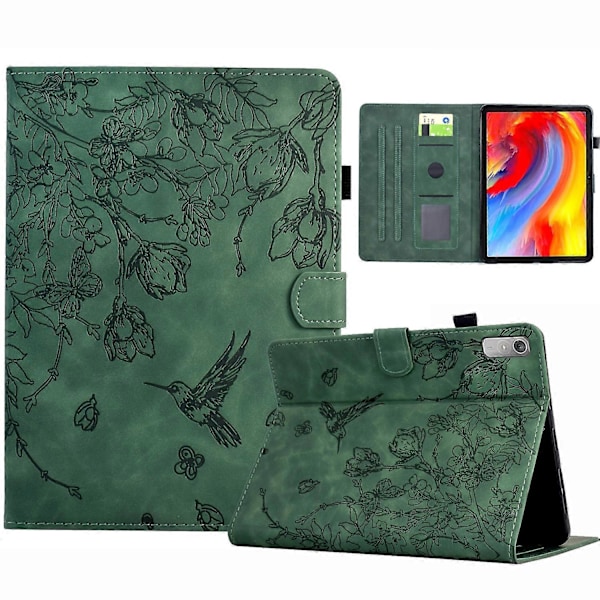 Embosset lærveske for Lenovo Tab M9 Green