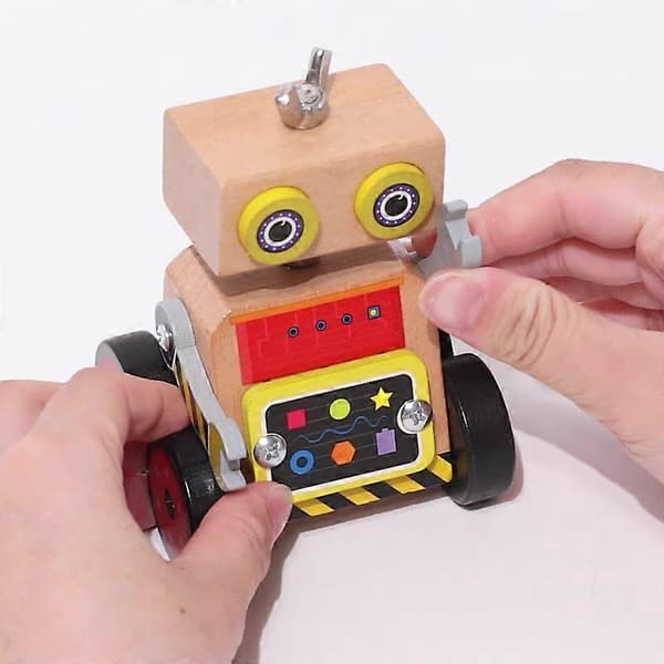 Børnelegetøj Tidlig Træ Uddannelse Multifunktionel Gear Samling Robot[D] White