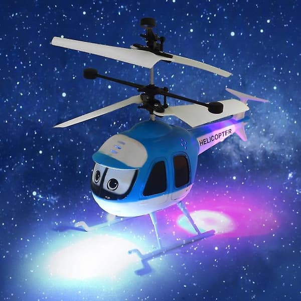 Blå Rc Flygplan Helikopter Tecknad Fjärrkontroll Infraröd Sensor Flygplan Drönare (D)
