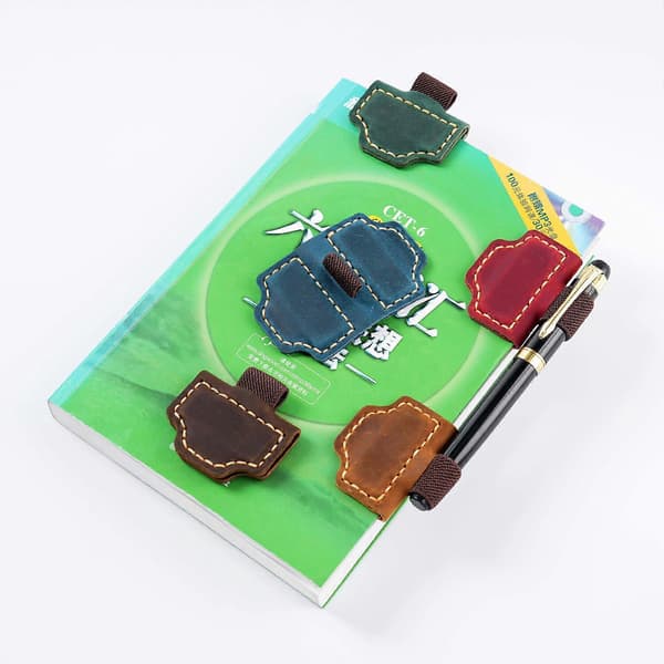 Magnetisk penholder i læder til notesbog elastiske penringeholder notesbog penholder til journal notesblok mørkegrøn[D] Claret