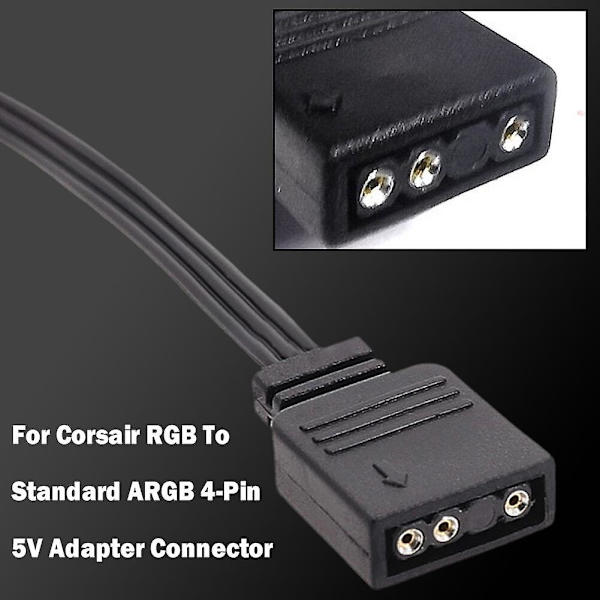 Til Corsair 4-bens RGB til standard ARGB 5V 3-bens stik med adapter 25 cm kabel