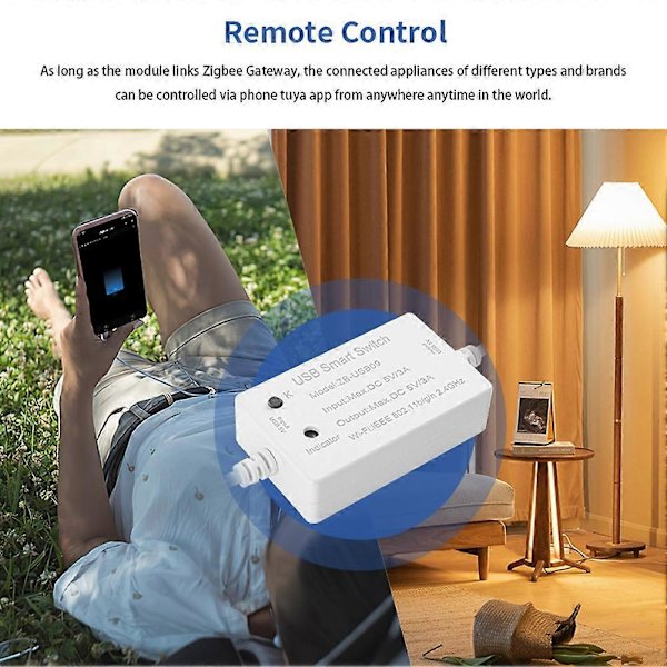 Tuya Zigbee USB-brytare USB Smart Switch Controller Zigbee Hushållsapparat Strömbrytare Kontrollmodul[D] White