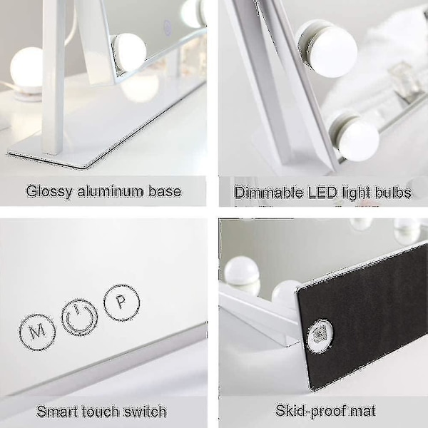Hollywood-peili 12 LED-lampulla, 3 väritilaa (vain lamput)