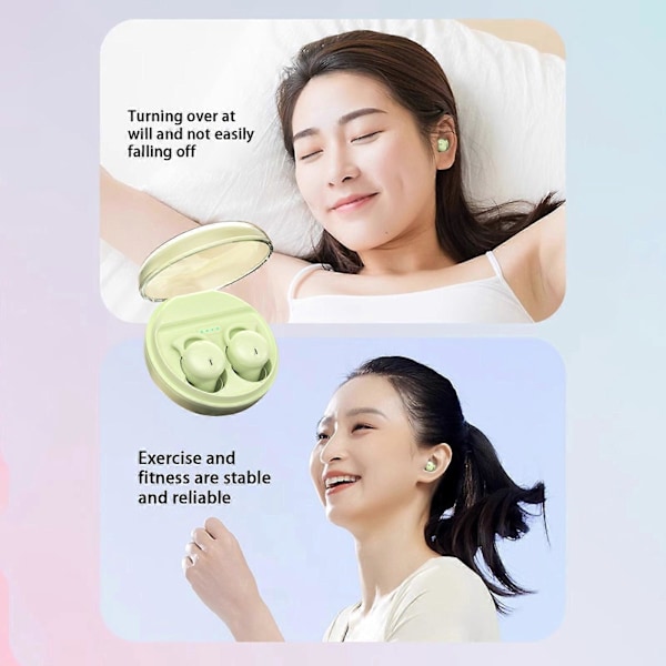 Sömnöronsnäckor Trådlösa Bluetooth-hörlurar Bluetooth 5.3 Mini In-Ear Dubbla Mikrofoner Bärbara Hörlurar För Sömn Green