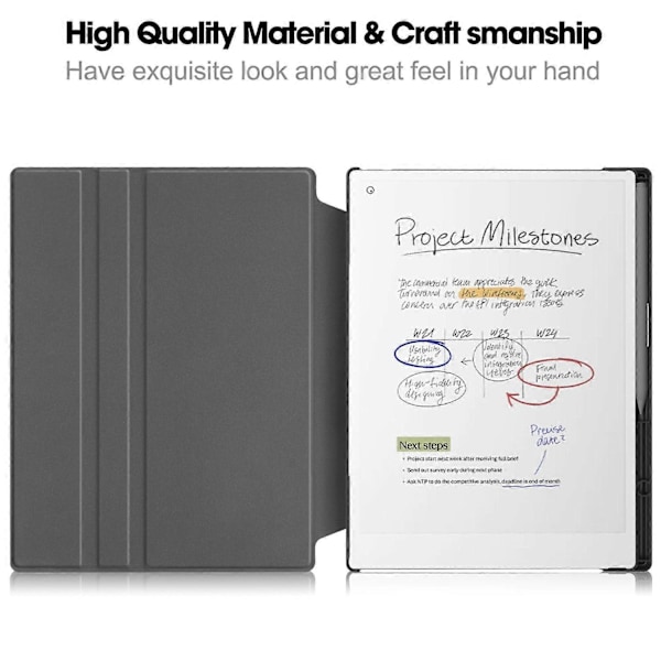 For ReMarkable Paper Pro Etui med Frontstøtte 360 Graders Rotasjon Stativ PC+PU Lær E-leser Deksel - Multicolor Lake Blue