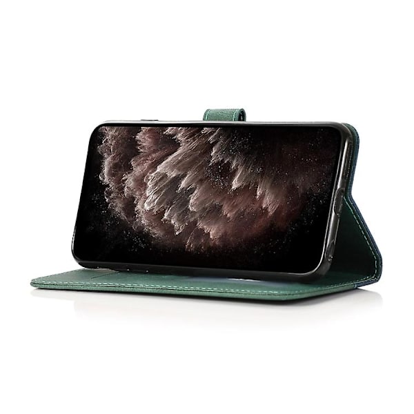 Til Samsung Galaxy A31 To-farvet Syet Læder Telefonetui Blue Green