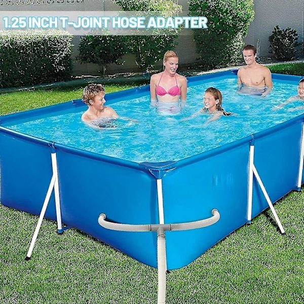 T-stycksförlängning för slangkoppling, 38 mm till 32 mm, poolslangadapter för Intex Bestway Coleman, 3-vägs ventilslangkoppling med rostfritt [D] 3-way Valve 1 piece