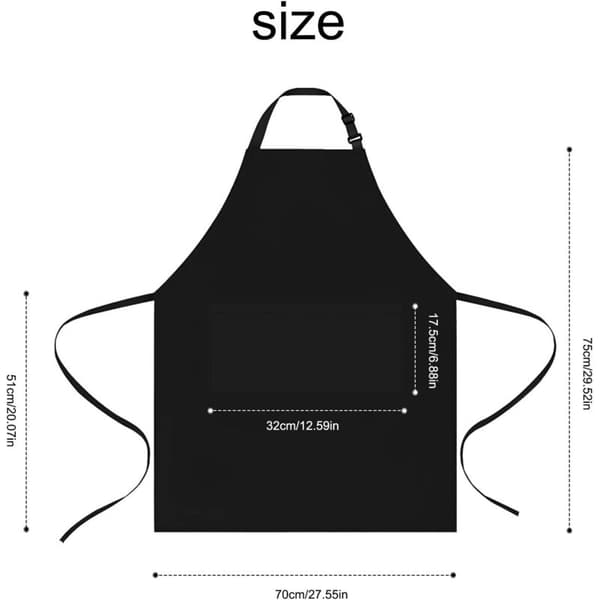 Justerbart 2-delt køkkenforklæde – 75% polyester, 25% bomuld – 70 x 75 cm – 2 lommer til grill og havearbejde Noir Coton