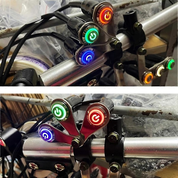 Motorcykel Dirt Bike Styrkontakt Selvlåsende Knap Til Motor Strøm Start Stop [D] Green
