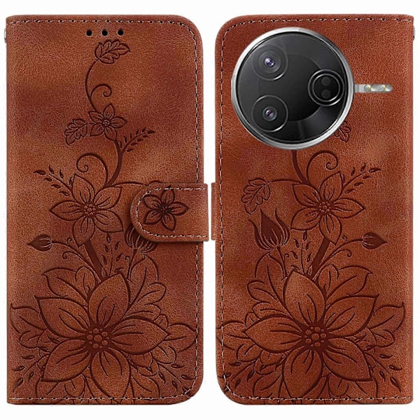 Til Xiaomi Poco F7 Pro 5G F7 Ultra 5G Redmi K80 Pro 5G K80 5G Etui Lily Blomst Præget Læder Telefon[D] Multicolor Brown