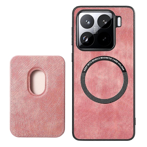 Nahkainen korttitasku puhelinkotelo Xiaomi 15[D]:lle Pink