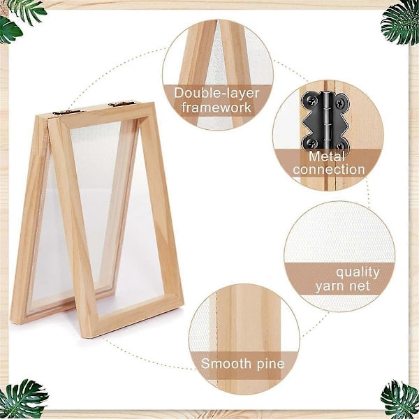 3 Stykker Papirfremstillings-Træform Papirfremstillings-Skabelon Papirfremstillings-Sæt 3 Størrelser Ramme til DIY (A7, A6 As Shown