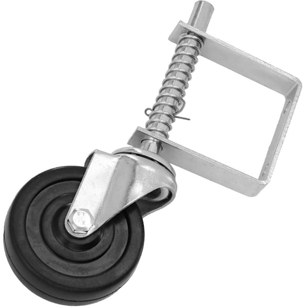 4 tum tunga gummi stumma fjäderbelastade grindhjul caster fjäderhjul hem grind dörr rulle (1 st, svart)