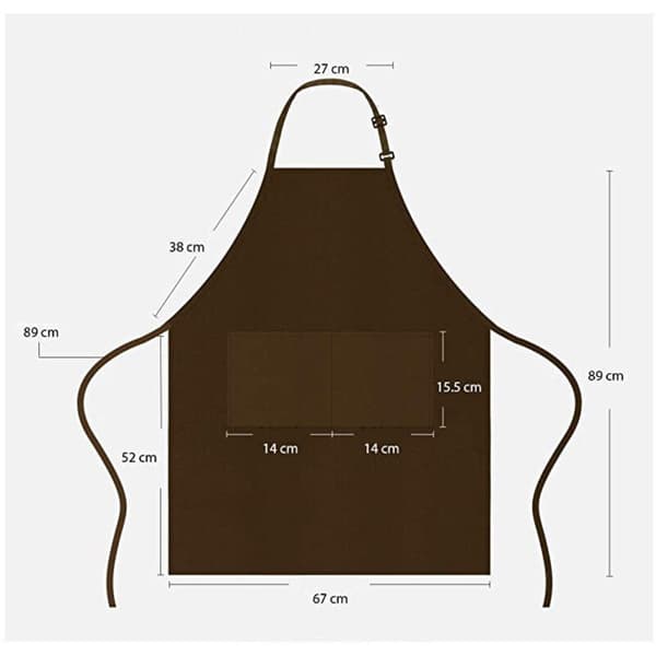 Justerbart 2-delt køkkenforklæde – 75% polyester, 25% bomuld – 70 x 75 cm – 2 lommer til grill og havearbejde Noir Coton