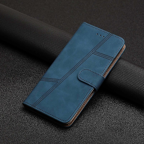 Sydd lærtelefonveske for iPhone 16 Pro Max Blue