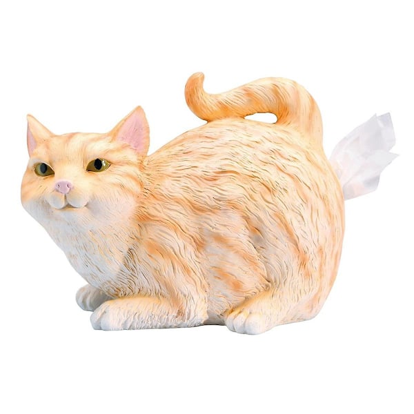 Kissankäpälä-Kudoksenpidin - Oranssi Tabby Kissa Neliömäinen Kudoksenpidin - Ihastuttavat Kylpyhuoneen Tarvikkeet - Resiini