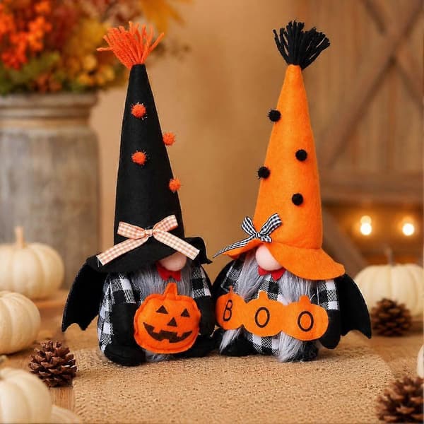 Halloween Gnome Plysdekoration Græskarfigur (D) Men
