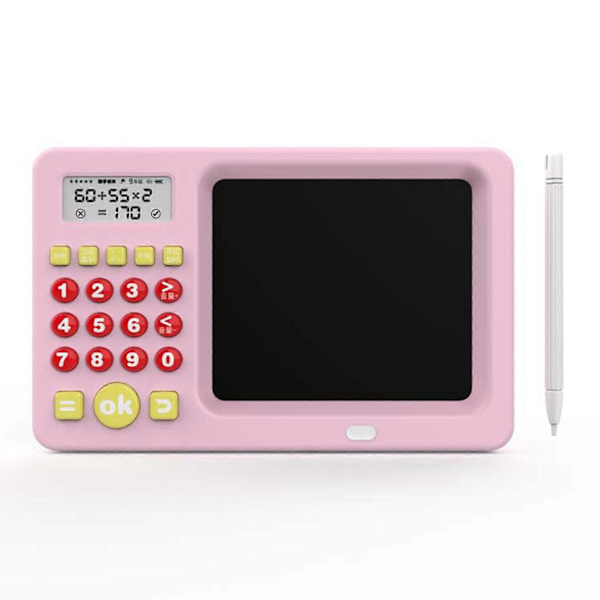 2-in-1 Matematiikka Kirjoitustabletti Lapsille - Pinkki/Sininen, Opi Matemaattisia Operaatioita Lisää, Vähennä, Kerro, Jaa, LCD-Näyttö[D] pink