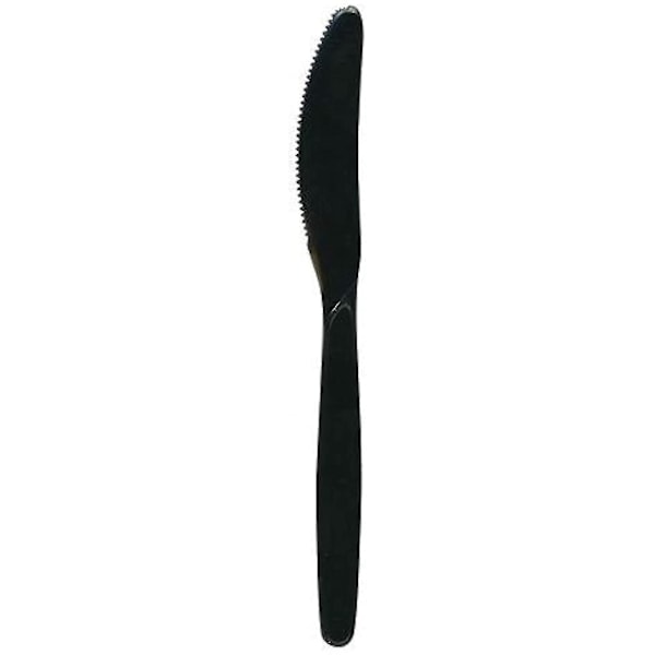 200 stk. Premium Sort Plastikbestik | 100 Gaffler + 100 Knive | Genanvendeligt Robust Plastikbestik til Fester, Hverdagsbrug