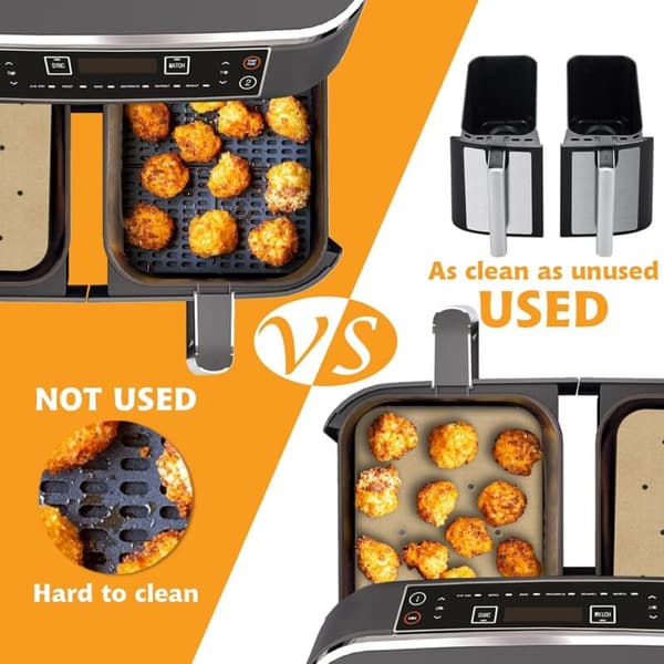 Perforeret bagepapir til airfryer, pakke med 100 non-stick ark for optimal luftcirkulation Silicone