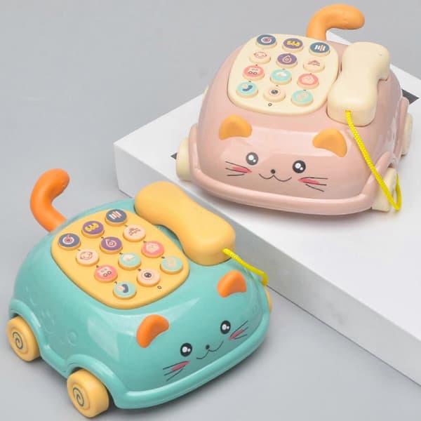 Børns Legetelefon med Realistisk Lydeffekt, Interaktiv Kognitiv Auditiv Udviklingslegetøj [D] Pink