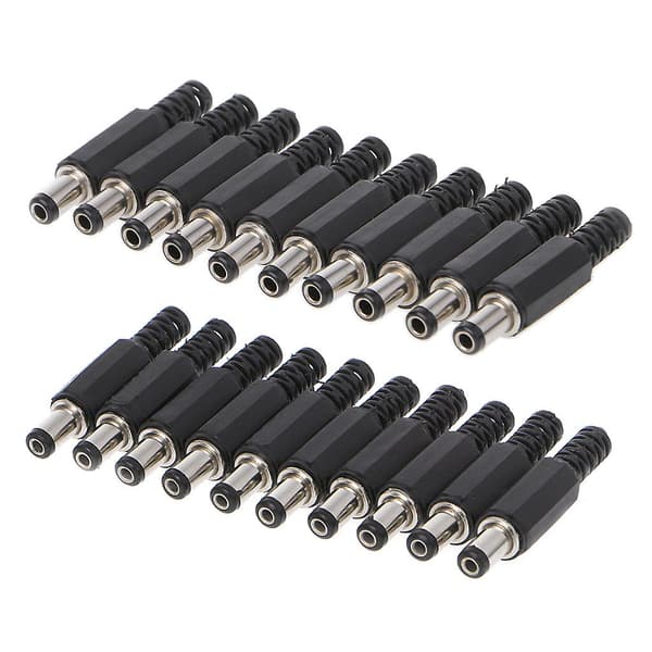10 stk. 5,5x2,5 mm han til DC In-Line stikdåse jackstik adapter plastik C[D]