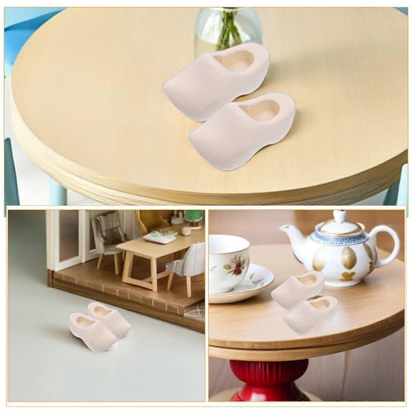 Dekorative Mini Sko Miniature Træsko til DIY 6 Par Håndskåret[D]